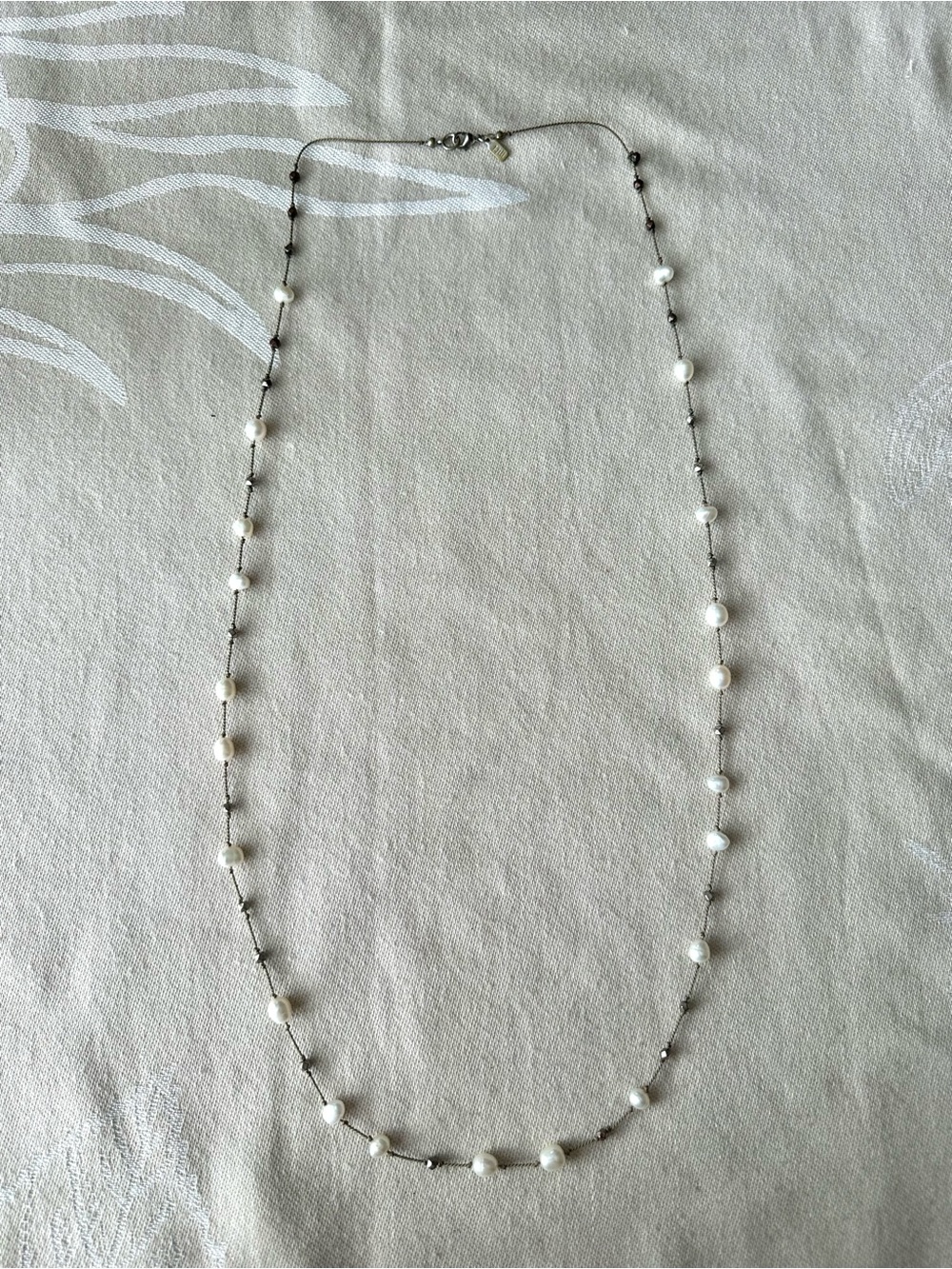 J.Jill Long Pearl Beaded Double Strand Necklace Brown Cord - Picture 4 of 6